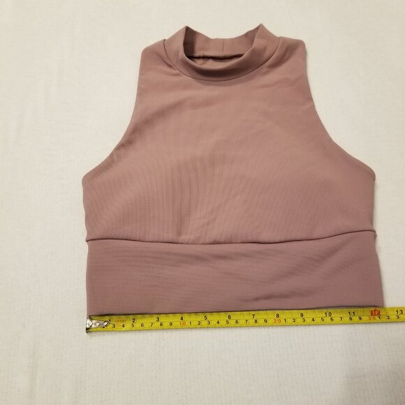 Mauve Mock Neck Sports Bra Kyodan Small w/ Removable Padding Cropped Top Pink - Picture 7 of 7